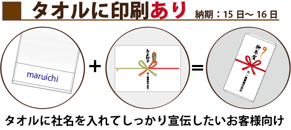 タオルに印刷あり（納期：15日から16日）